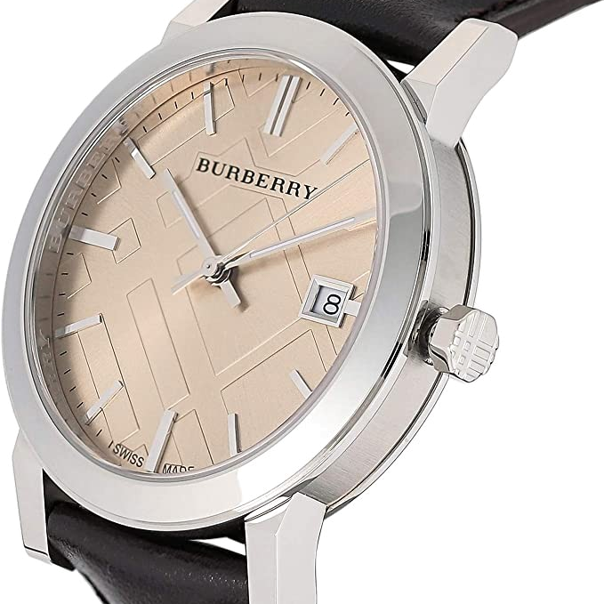 Burberry BU9011 Beige Dial Brown Leather Men's Watch