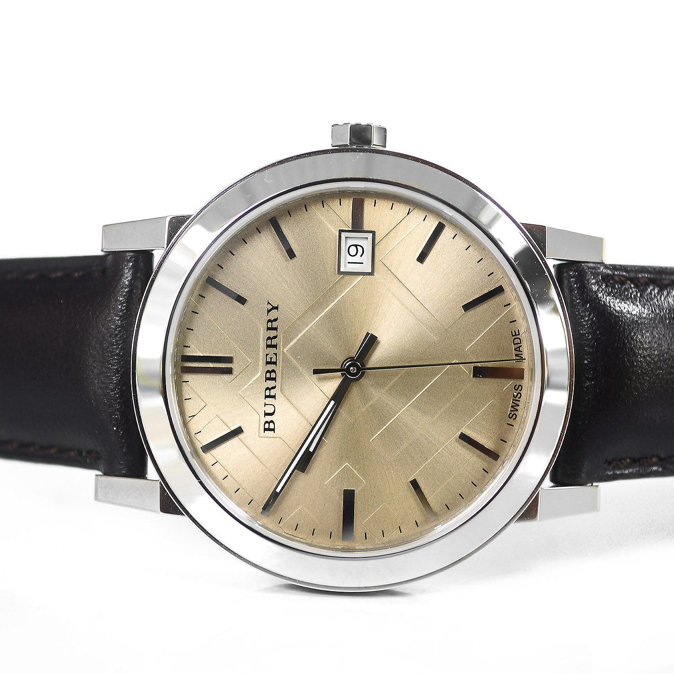 Burberry BU9011 Beige Dial Brown Leather Men's Watch