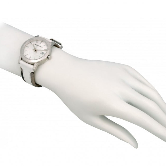 Burberry BU9019 White Leather Strap Women's Watch