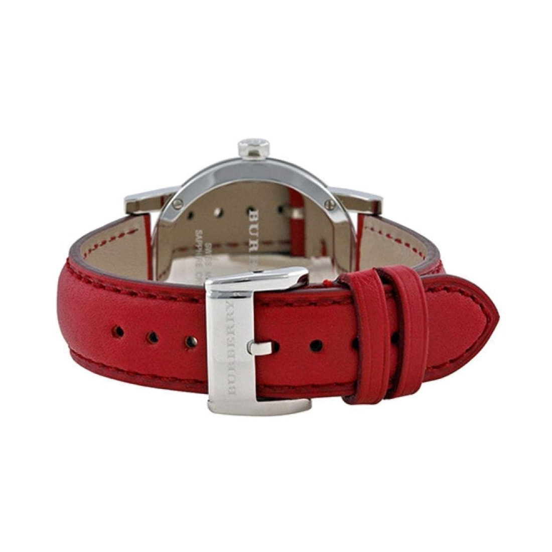 Burberry BU9129 White Silver Dial Red Leather Women's Watch