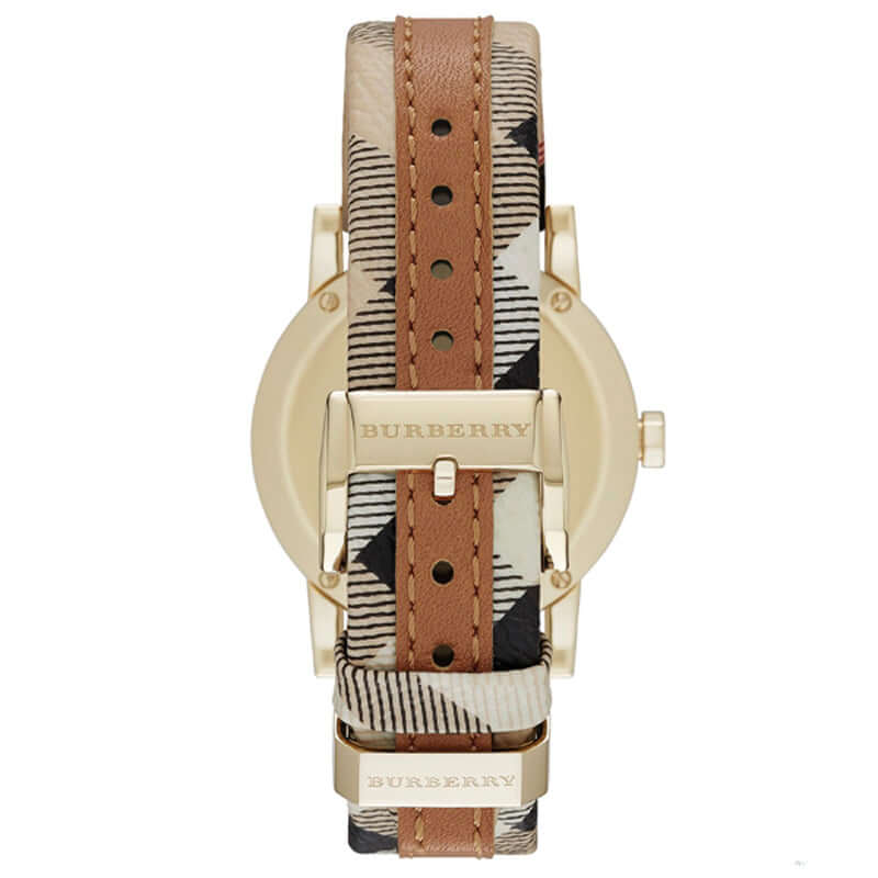 Burberry BU9133 Tan Leather and Fabric Trim Women's Watch
