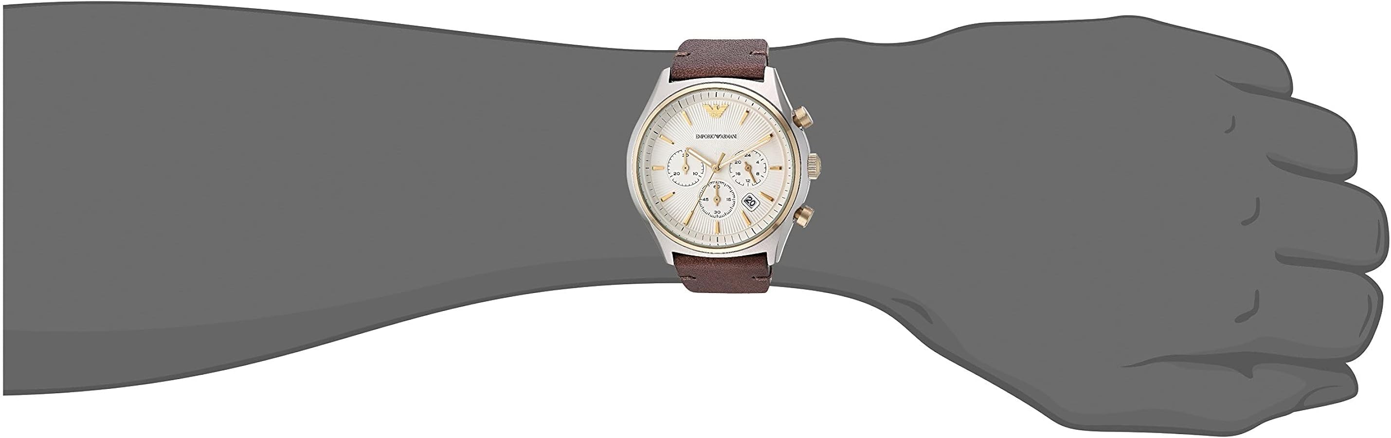 Emporio Armani AR11033 White Dial Brown Leather Chronograph Men's Watch