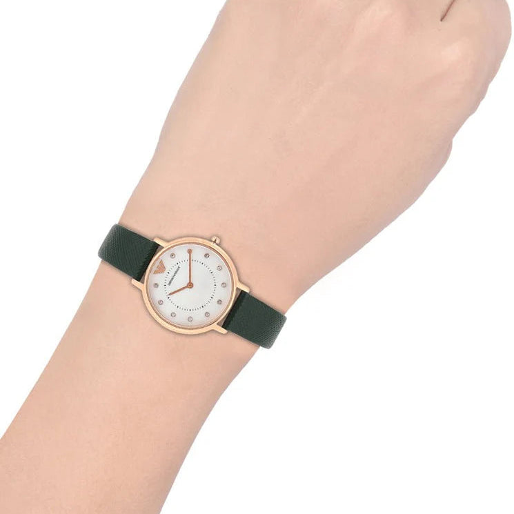 Emporio Armani AR11150 Green Leather Women's Watch