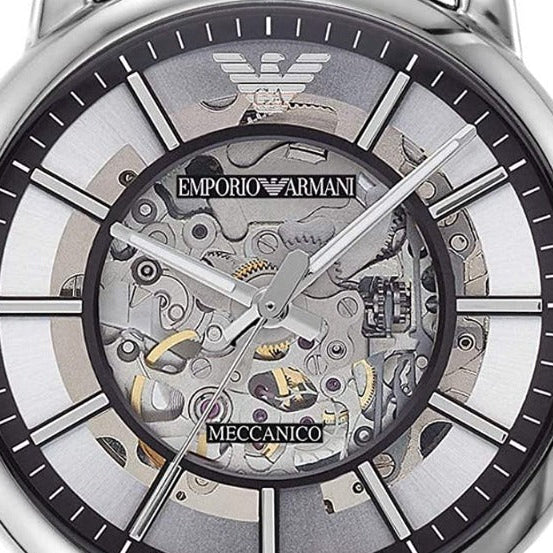 Emporio Armani AR1981 Skeleton Dial Leather Men's Watch