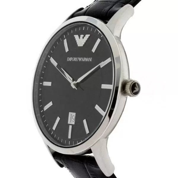 Emporio Armani AR2411 Black Leather Men's Watch