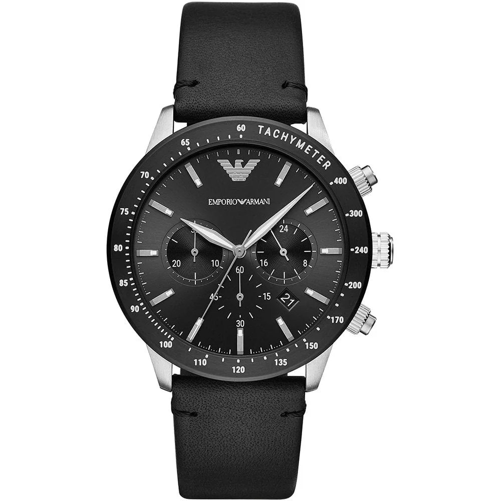 Emporio Armani AR11453 Mario Chronograph Quartz Black Dial Black