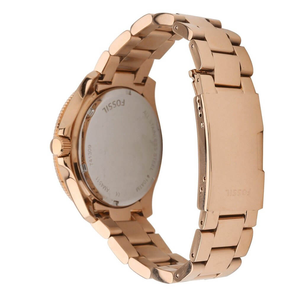 Fossil AM4511 Cecile Rose Gold-tone Dial Women's Watch