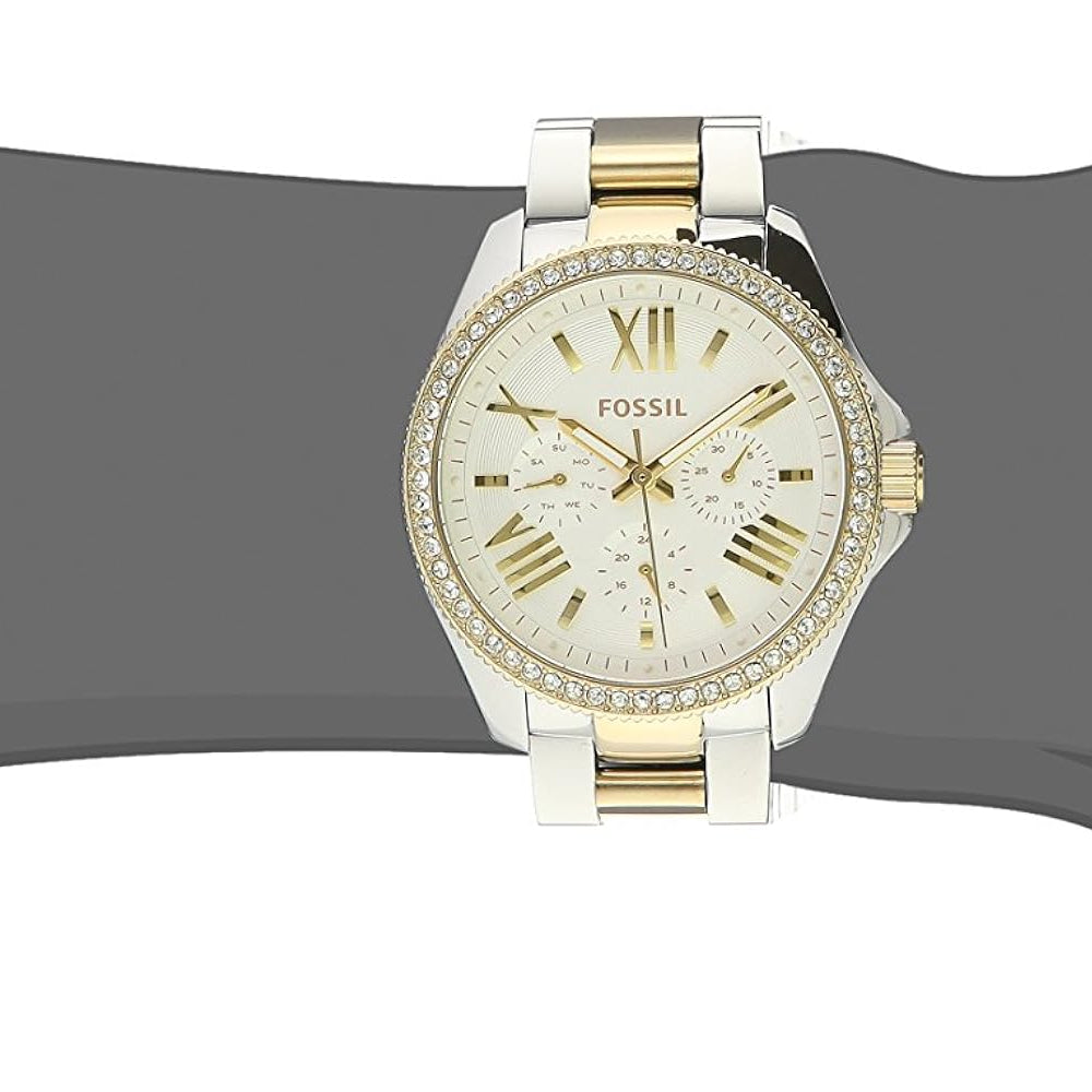 Fossil AM4543 Cecile Silver Dial Two-tone Women's Watch