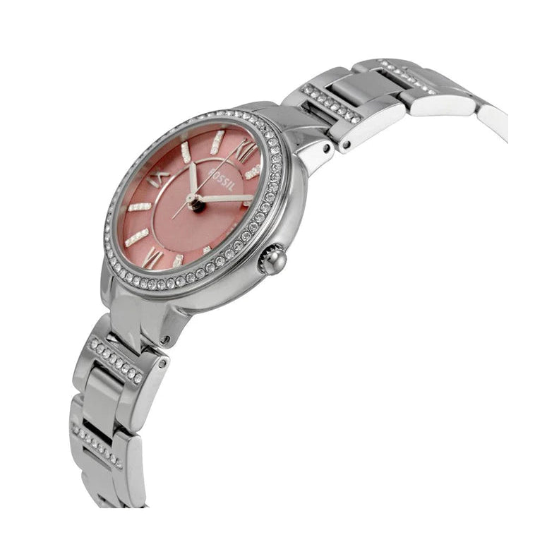 Fossil ES3504 Virginia Pink Dial Silver Steel Strap Women's Watch