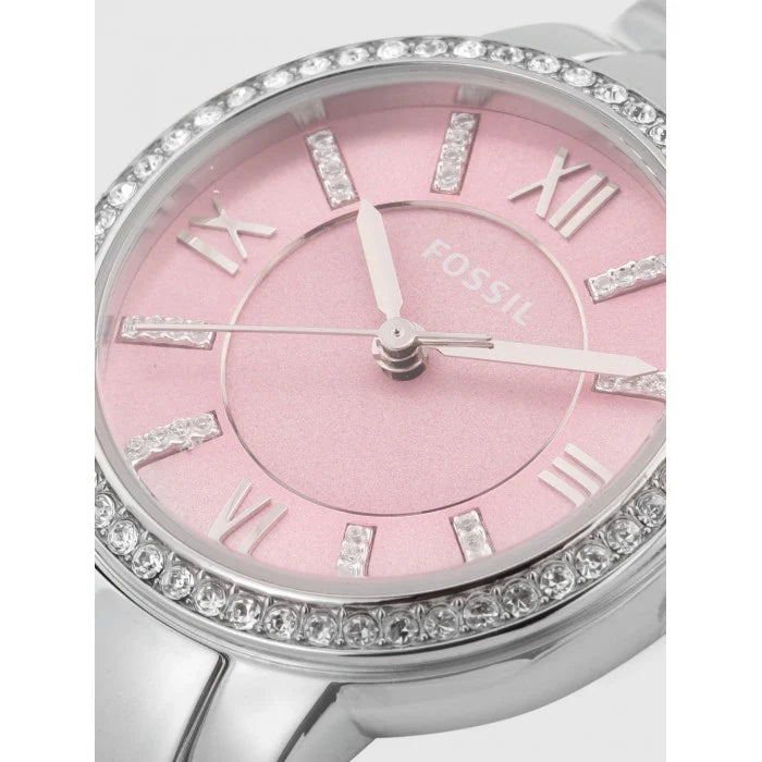 Fossil ES3504 Virginia Pink Dial Silver Steel Strap Women's Watch