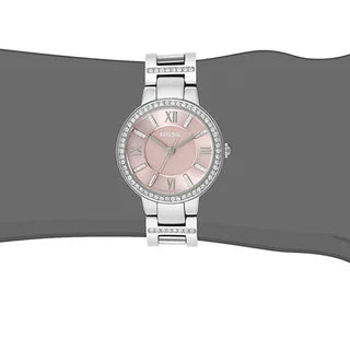 Fossil ES3504 Virginia Pink Dial Silver Steel Strap Women's Watch