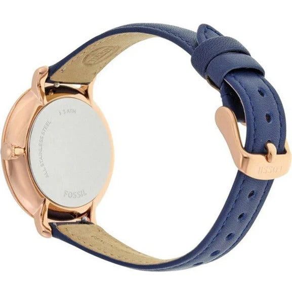 Fossil ES3843 Jacqueline Silver Dial Navy Leather Women's Watch