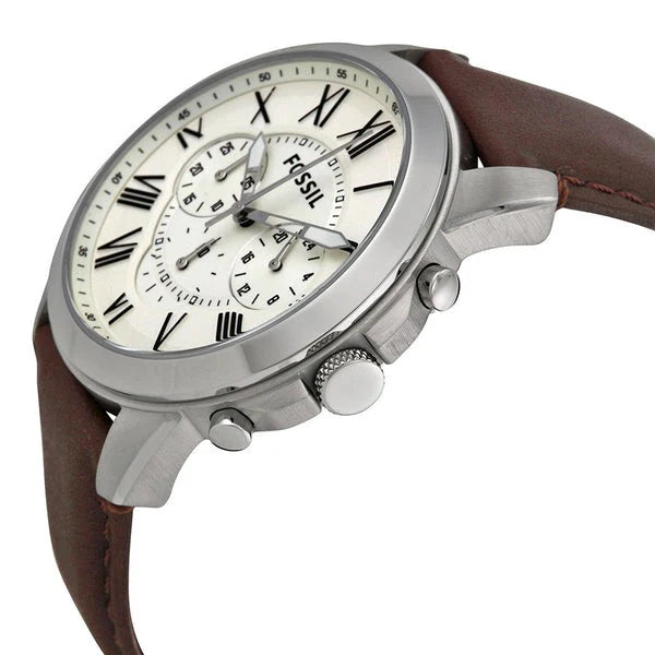 Fossil FS5146 Pilot 54 Chronograph Cream Dial Leather Men's Watch