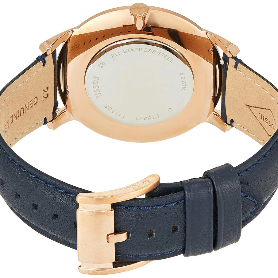 Fossil FS5371 The Minimalist Slim Blue Leather Band Men's Watch