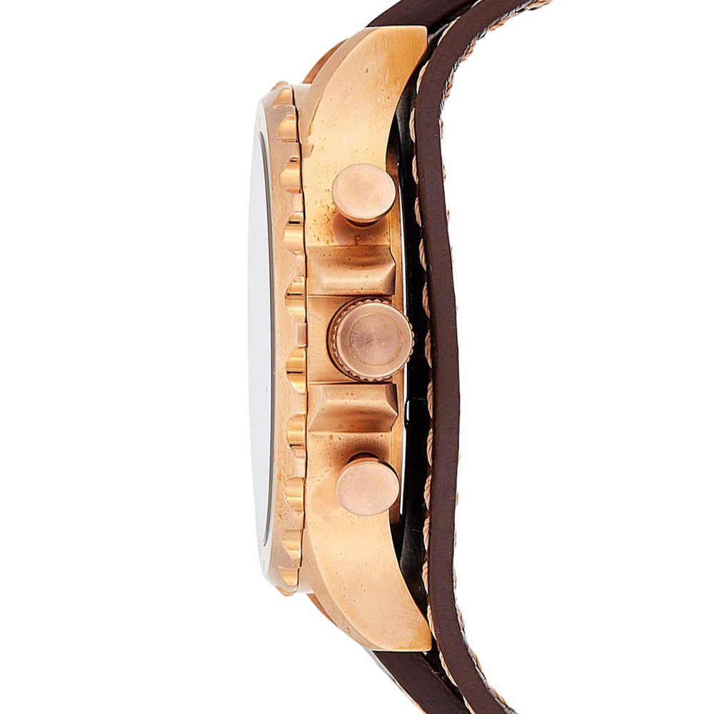 Fossil JR1505 Nate Chronograph Dial Brown Leather Strap Men's Watch