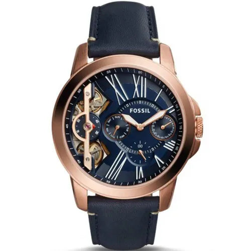 Fossil ME1162 Grant Blue Leather Strap Automatic Men's Watch