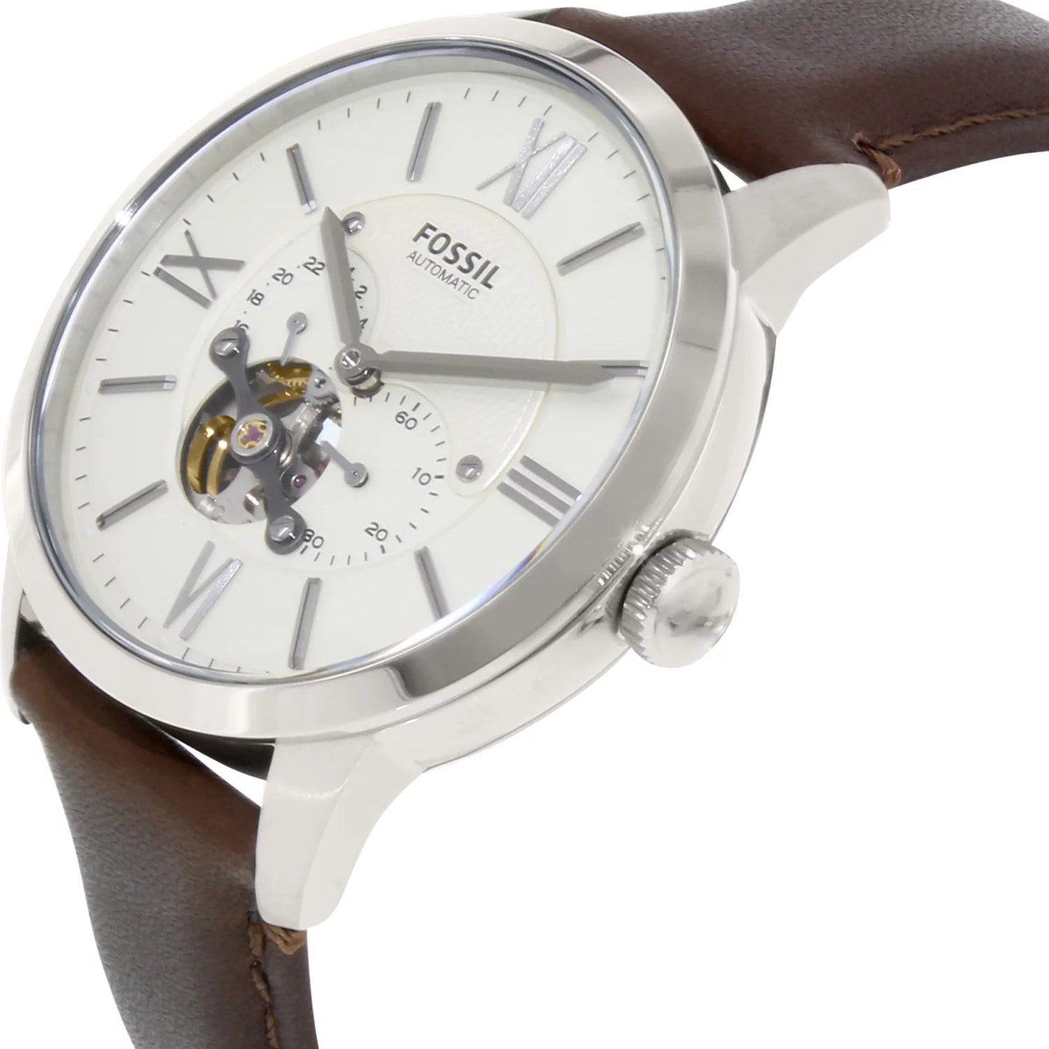 Fossil ME3064 Townsman Mechanical Cream Dial Leather Strap Men's Watch