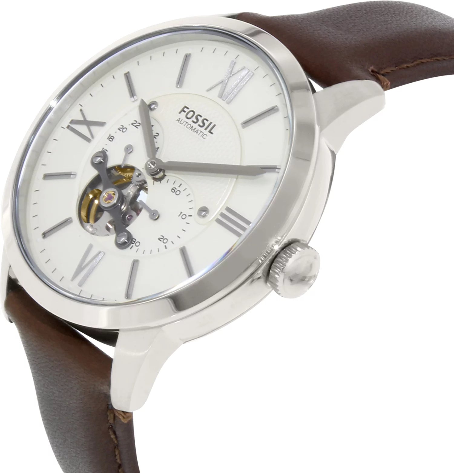 Fossil ME3064 Townsman Mechanical Cream Dial Leather Strap Men's Watch