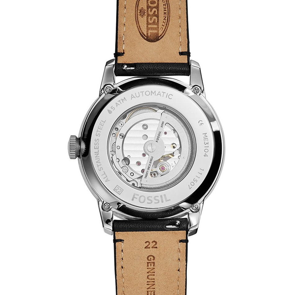 Fossil ME3104 Townsman White Dial Black Leather Men's Watch