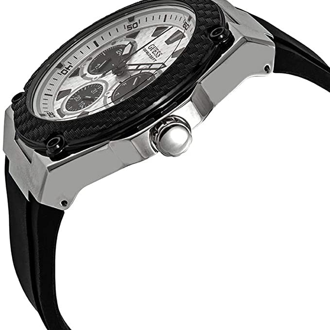 Guess W1049G3 Legacy Quartz White Dial Black Rubber Men's Watch