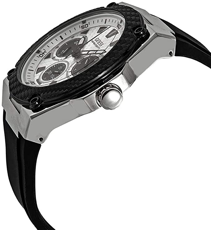 Guess W1049G3 Legacy Quartz White Dial Black Rubber Men's Watch