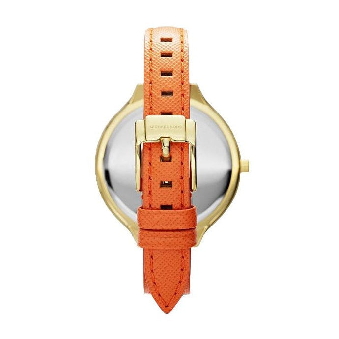 Michael Kors MK2275 Slim Runway Gold-tone Orange Leather Strap Women's Watch