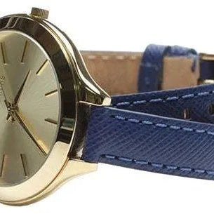Michael Kors MK2286 Slim Runway Blue Leather Double Wrap Women's Watch