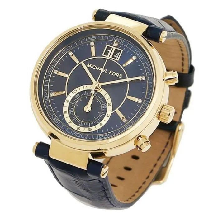 Michael Kors MK2425 Sayer Blue Dial Amber Blue Leather Women's Watch