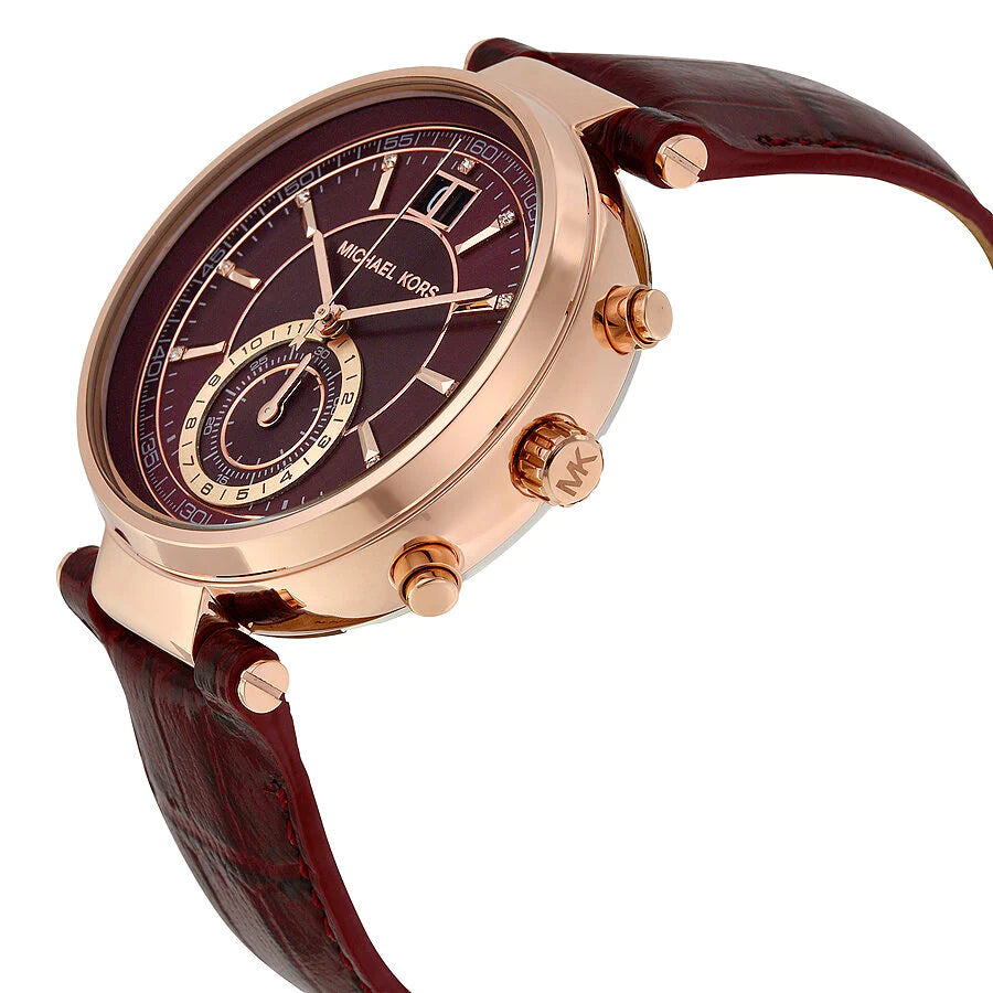 Michael Kors MK2426 Sawyer Burgundy Dial Burgundy Leather Women's Watch