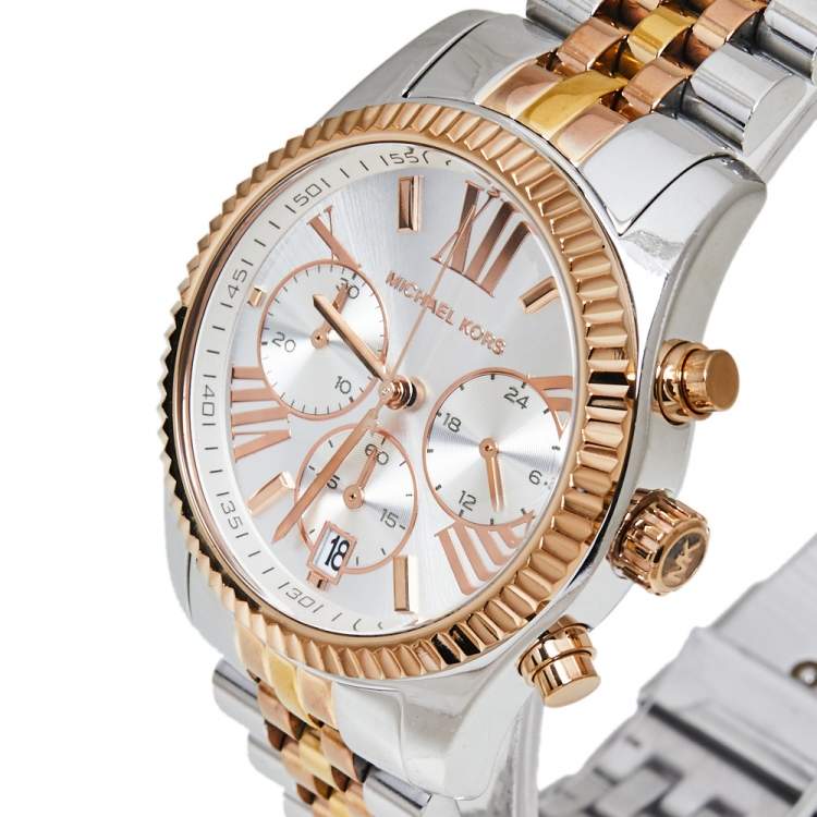 Michael Kors MK5735 Lexington Chronograph Silver Dial Tri-Tone Women's Watch