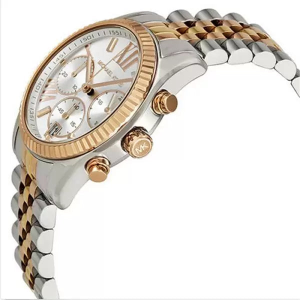 Michael Kors MK5735 Lexington Chronograph Silver Dial Tri-Tone Women's Watch