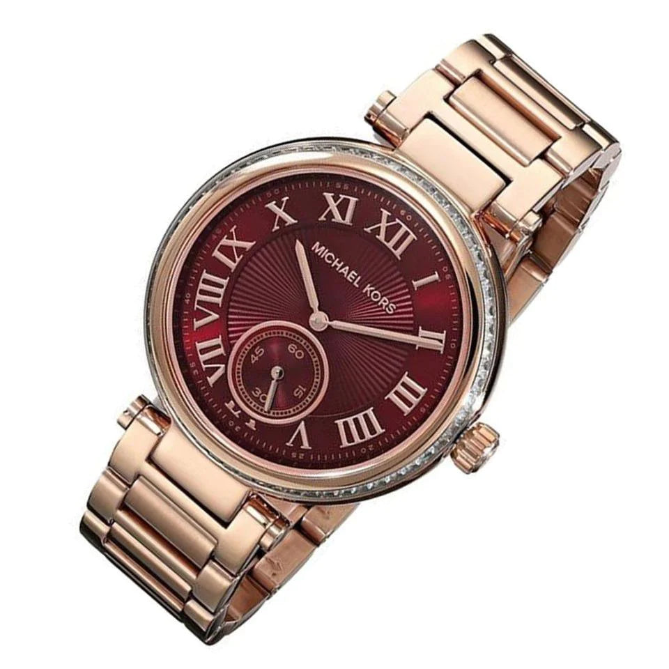 Michael Kors MK6086 Skylar Red Dial Rose Gold Steel Women's Watch