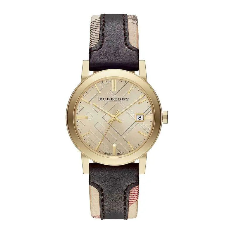 Burberry BU9032 The City Gold Dial Leather Strap Women’s Watch