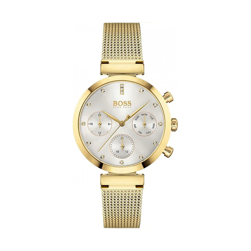 Hugo Boss 1502552 Flawless Silver Dial Gold Stainless Steel Strap Women's Watch