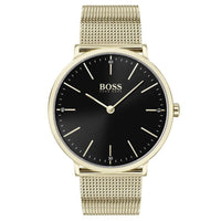 Hugo Boss 1513735 Horizon Quartz Black Dial Gold Mesh Bracelet Men's Watch
