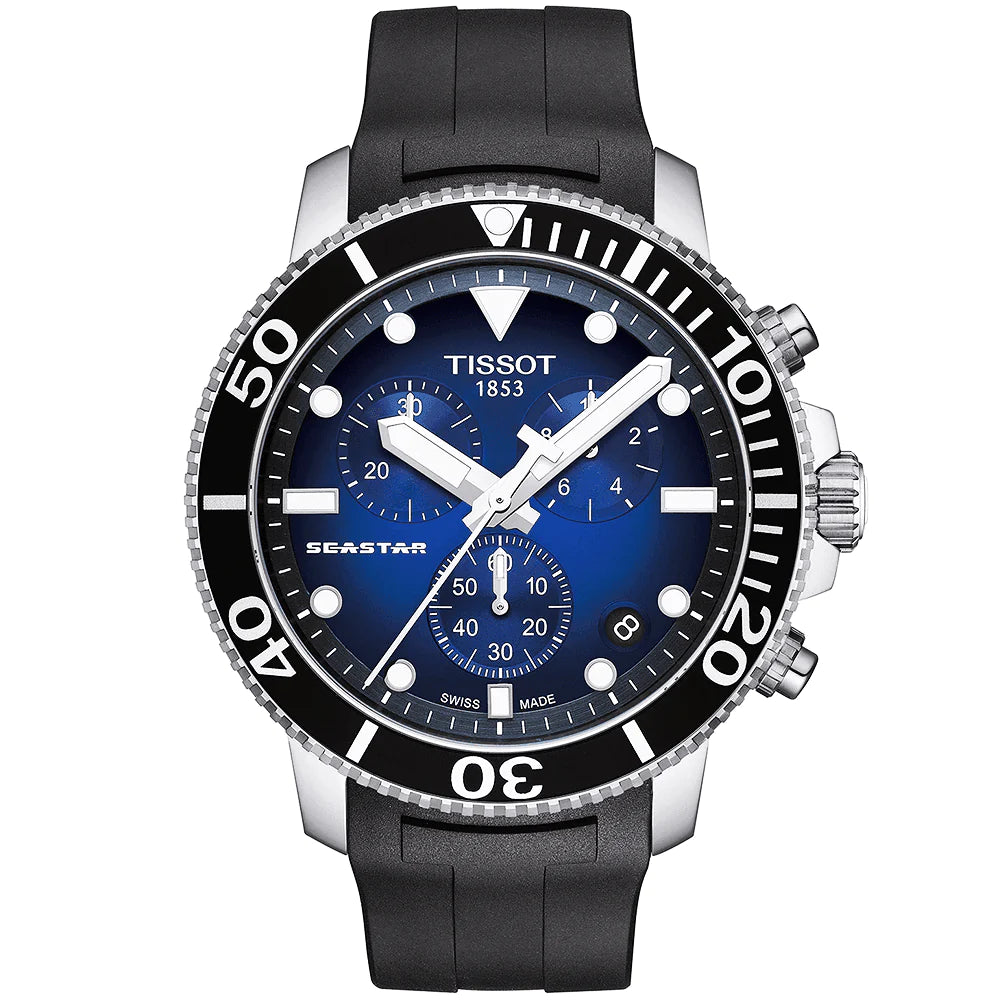 Tissot T120.417.17.041.00 Seastar 1000 Chronograph Blue Dial Men's Watch - WATCH ACES