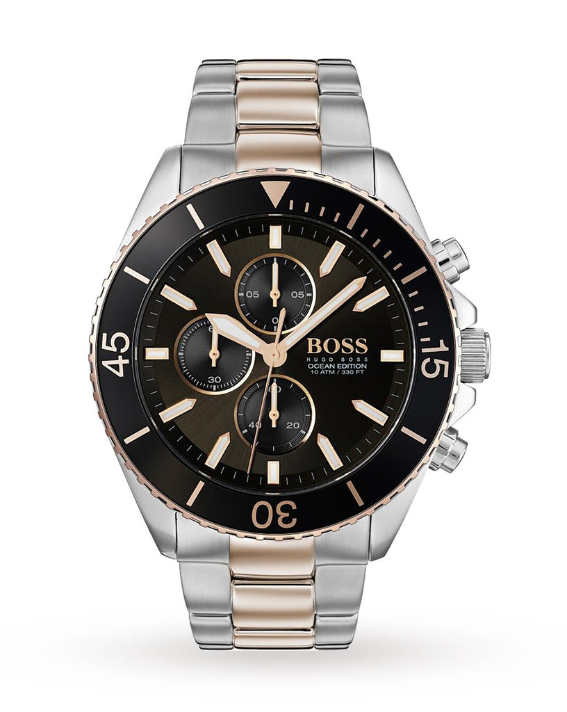 Hugo Boss 1513705 Ocean Edition Black Dial Two Tone Steel Strap Men's Watch