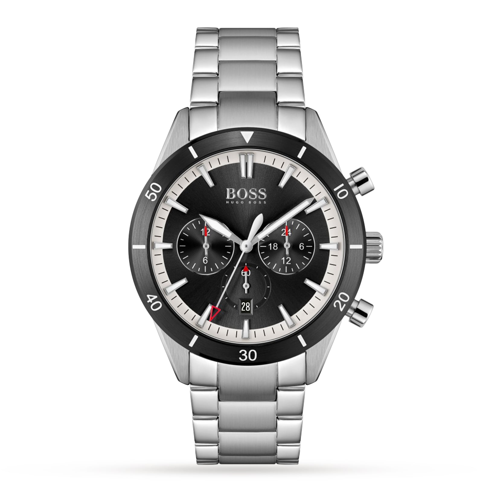 Hugo Boss 1513862 Santiago Black Dial Silver Steel Strap Men's Watch