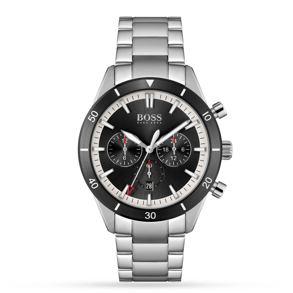 Hugo Boss 1513862 Santiago Black Dial Silver Steel Strap Men's Watch