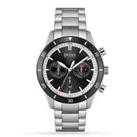 Hugo Boss 1513862 Santiago Black Dial Silver Steel Strap Men's Watch