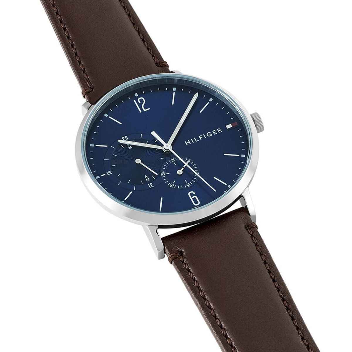 Tommy Hilfiger 1791508 Blue Dial Brown Leather Men's Watch – WATCH