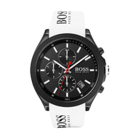 Hugo Boss 1513718 Velocity Black Dial White Rubber Strap Men's Watch