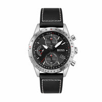 Hugo Boss 1513853 Pilot Edition Black Dial Black Leather Strap Men's Watch