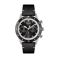 Hugo Boss 1513864 Chronograph Black Dial Black Leather Strap Men's Watch