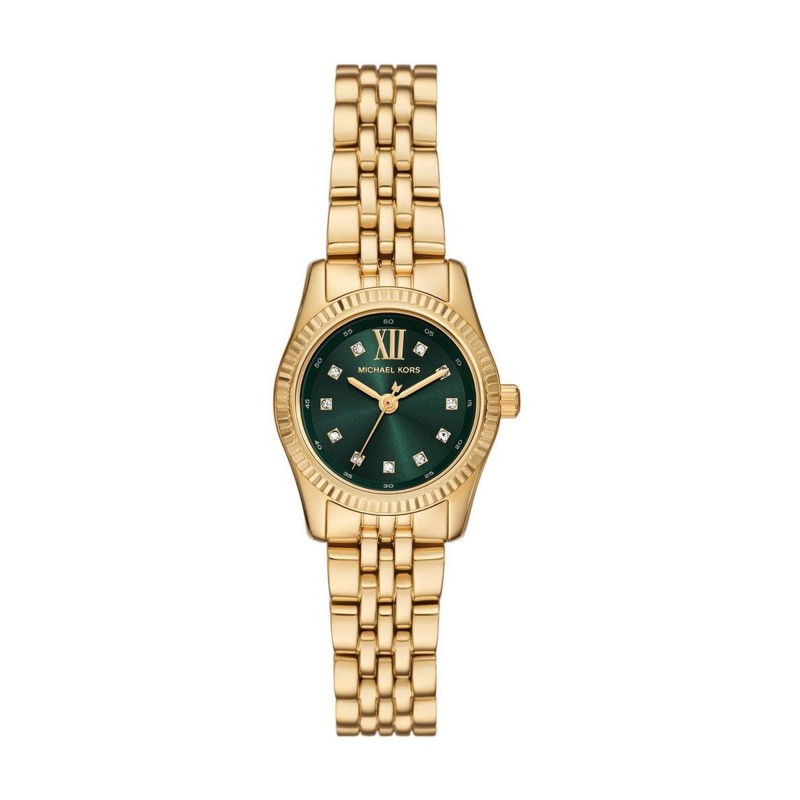 Michael Kors MK4842 Lexington Green Dial Gold Tone Stainless Steel