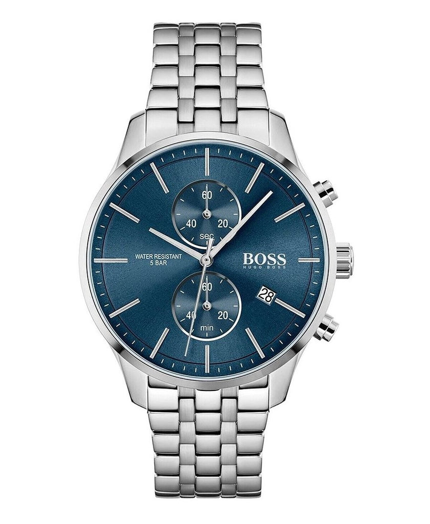 Hugo Boss 1513839 Associate Blue Dial Silver Steel Strap Men's Watch