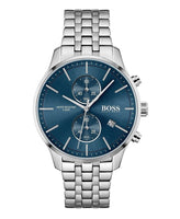 Hugo Boss 1513839 Associate Blue Dial Silver Steel Strap Men's Watch