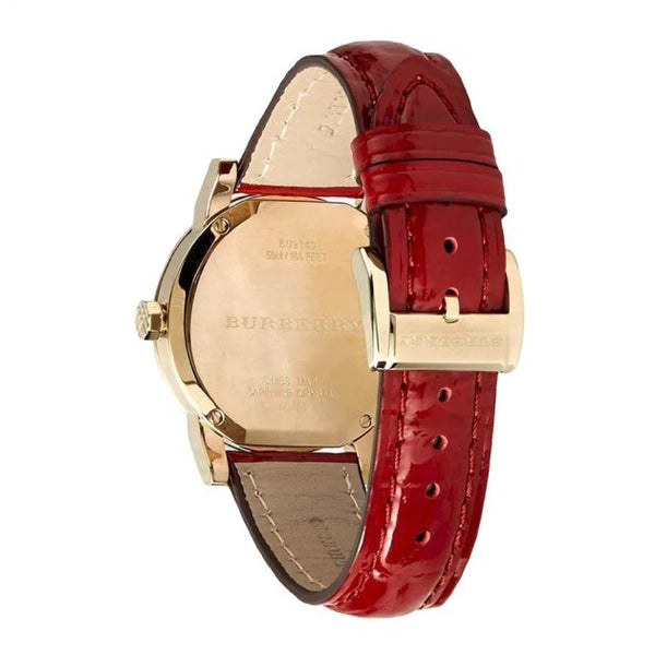 Burberry BU9140 Women Gold Plated Red Patent Leather Watch - WATCH ACES