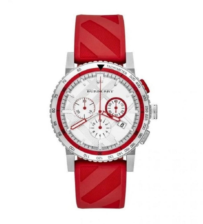 Burberry BU9809 Red Strap White Dial Men’s Watch
