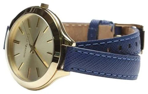 Michael Kors MK2286 Slim Runway Blue Leather Double Wrap Women's Watch